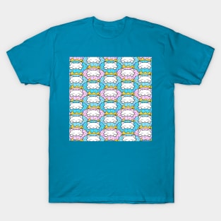 Happy kitten and dougnut pattern T-Shirt